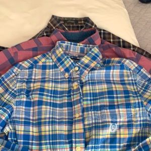 Lot of THREE men’s plaid oxford shirts